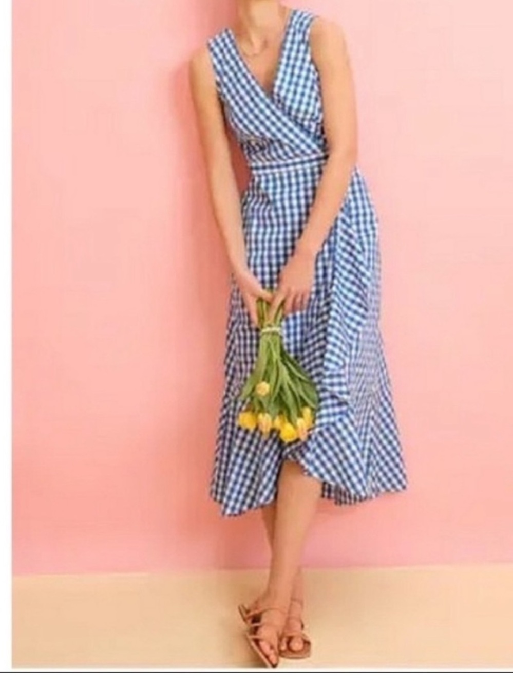 J. Crew V-neck ruffle wrap maxi dress in cotton poplin blue size 4